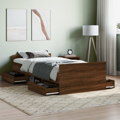Berkfield Bed Frame With Headboard And Footboard Brown Oak 90X200 Cm - image 1