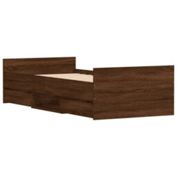 Berkfield Bed Frame With Headboard And Footboard Brown Oak 90X200 Cm - thumbnail 8