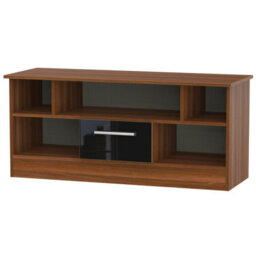 Trent 1 Drawer Open Tv Unit In Black & Noche Walnut (Ready Assembled) - thumbnail 1