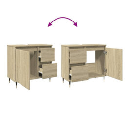 Berkfield Bathroom Sink Cabinet Sonoma Oak 65X33X60 Cm Engineered Wood - thumbnail 6