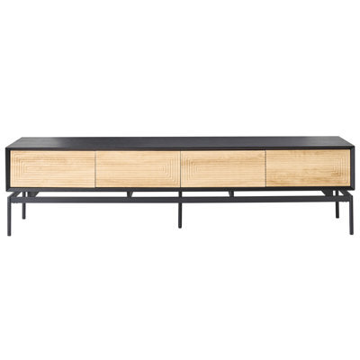 Wyld And Coco Loftcraft Tv Stand, Light Brown Mdf With Powder-Coated Metal Legs, 2 Doors 4 Drawers, W180 X D35 X H46Cm - image 1