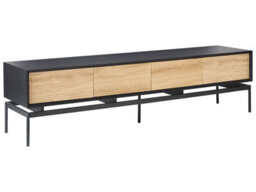 Wyld And Coco Loftcraft Tv Stand, Light Brown Mdf With Powder-Coated Metal Legs, 2 Doors 4 Drawers, W180 X D35 X H46Cm - thumbnail 3