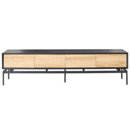 Wyld And Coco Loftcraft Tv Stand, Light Brown Mdf With Powder-Coated Metal Legs, 2 Doors 4 Drawers, W180 X D35 X H46Cm - thumbnail 1