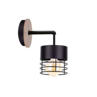 Luminosa Lighting Luminosa Casa Wall Lamp Black, Wood, 12Cm, 1X E27