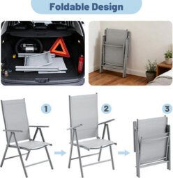 Set Of 4 Folding Garden Chairs, 150Kg Capacity Foldable Outdoor Dining Chairs, Back Adjustable - thumbnail 5