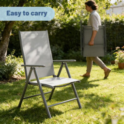 Set Of 4 Folding Garden Chairs, 150Kg Capacity Foldable Outdoor Dining Chairs, Back Adjustable - thumbnail 6