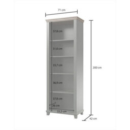 Arte Evora Tall Bookcase 71Cm In Green & Oak Lefkas - Stylish Display Unit With Durable Shelving And Protective Edging - thumbnail 2