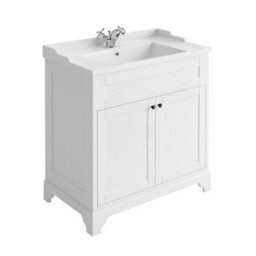 Plum&clay Belmont White Traditional Floor Standing Vanity Unit & Ceramic Basin Bathroom Furniture (W)810mm - thumbnail 1