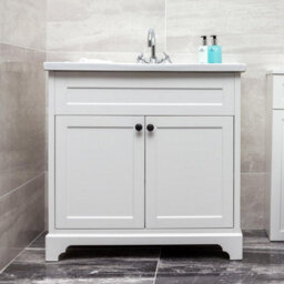 Plum&clay Belmont White Traditional Floor Standing Vanity Unit & Ceramic Basin Bathroom Furniture (W)810mm - thumbnail 2