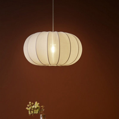 Beliani Pendant Light White Nylon Shade Black Fittings, 360mm Diameter, 750mm Drop, Adjustable Height - image 1