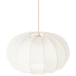 Beliani Pendant Light White Nylon Shade Black Fittings, 360mm Diameter, 750mm Drop, Adjustable Height - thumbnail 3