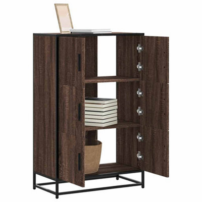 Berkfield Highboard Brown Oak 68X35X106.5 Cm Engineered Wood And Metal - image 1