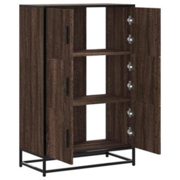 Berkfield Highboard Brown Oak 68X35X106.5 Cm Engineered Wood And Metal - thumbnail 7