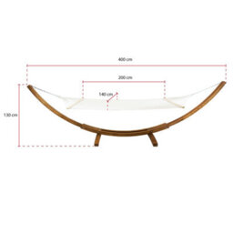 Charles Bentley Extra Large 4M Hammock With Wooden Arc Stand Two Person - Cream - thumbnail 6