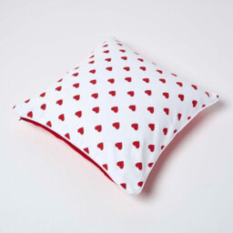 Homescapes Cotton Red Hearts Cushion Cover, 45 X 45 Cm - thumbnail 4