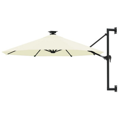 Berkfield Wall-Mounted Parasol With Leds And Metal Pole 300 Cm Sand - image 1