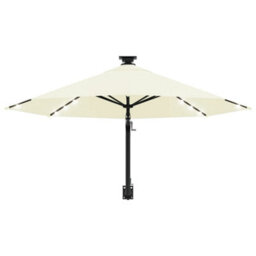 Berkfield Wall-Mounted Parasol With Leds And Metal Pole 300 Cm Sand - thumbnail 4