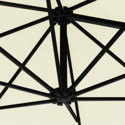 Berkfield Wall-Mounted Parasol With Leds And Metal Pole 300 Cm Sand - thumbnail 8