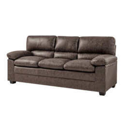 Bravich Oxford Chocolate Brown Faux Leather Sofa - 3 Seater - thumbnail 7