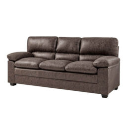 Bravich Oxford Chocolate Brown Faux Leather Sofa - 3 Seater - thumbnail 2