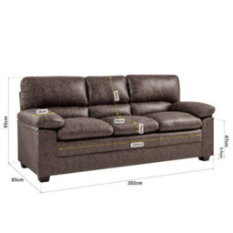 Bravich Oxford Chocolate Brown Faux Leather Sofa - 3 Seater - thumbnail 4