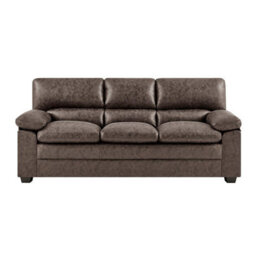 Bravich Oxford Chocolate Brown Faux Leather Sofa - 3 Seater - thumbnail 1