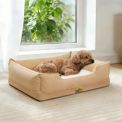 Bingopaw 77X63X18Cm Dog Bed Orthopedic Waterproof Nesting Bed Removable Cover Pet Crate Beds, Beige - image 1