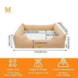 Bingopaw 77X63X18Cm Dog Bed Orthopedic Waterproof Nesting Bed Removable Cover Pet Crate Beds, Beige - thumbnail 2