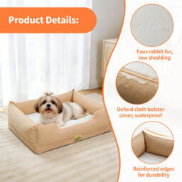 Bingopaw 77X63X18Cm Dog Bed Orthopedic Waterproof Nesting Bed Removable Cover Pet Crate Beds, Beige - thumbnail 3