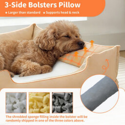 Bingopaw 77X63X18Cm Dog Bed Orthopedic Waterproof Nesting Bed Removable Cover Pet Crate Beds, Beige - thumbnail 5