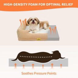 Bingopaw 77X63X18Cm Dog Bed Orthopedic Waterproof Nesting Bed Removable Cover Pet Crate Beds, Beige - thumbnail 4