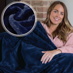 Dreamcatcher Blanket Throw Soft Faux Fur 160 X 130Cm Navy Blue Fleece Overblanket Fluffy Blanket  For Sofa & Beds - thumbnail 1
