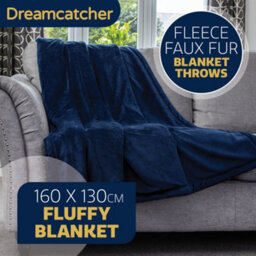 Dreamcatcher Blanket Throw Soft Faux Fur 160 X 130Cm Navy Blue Fleece Overblanket Fluffy Blanket  For Sofa & Beds - thumbnail 2
