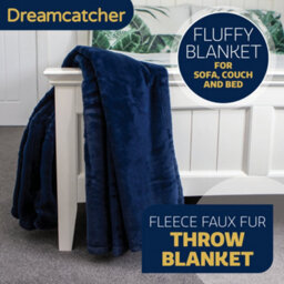Dreamcatcher Blanket Throw Soft Faux Fur 160 X 130Cm Navy Blue Fleece Overblanket Fluffy Blanket  For Sofa & Beds - thumbnail 3