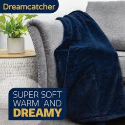 Dreamcatcher Blanket Throw Soft Faux Fur 160 X 130Cm Navy Blue Fleece Overblanket Fluffy Blanket  For Sofa & Beds - thumbnail 6