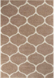 The Rugs Moroccan Shaggy Rugs And Runners Soft Fluffy Trellis Design High Pile Beige And Ivory  Living Room Kitchen Hallway 620 - thumbnail 2