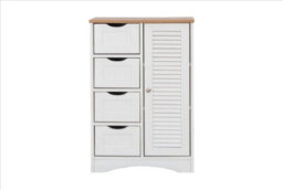 Timber Art Design Bathroom Freestanding Cabinet White With Oak Top - thumbnail 2