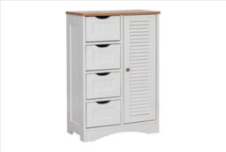Timber Art Design Bathroom Freestanding Cabinet White With Oak Top - thumbnail 1