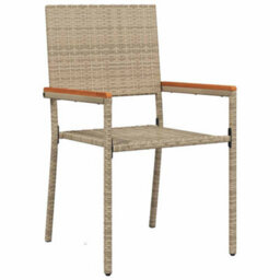 Berkfield Garden Dining Set 9 Pcs Beige Poly Rattan - thumbnail 6