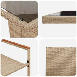 Berkfield Garden Dining Set 9 Pcs Beige Poly Rattan - thumbnail 9