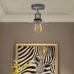 2 Pack Vintage Semi Flush Mount Ceiling Light E27 Fitting With Satin Nickel  Metal Shade Cone Shade For Hallway Kitchen - thumbnail 7