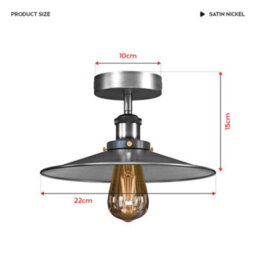 2 Pack Vintage Semi Flush Mount Ceiling Light E27 Fitting With Satin Nickel  Metal Shade Cone Shade For Hallway Kitchen - thumbnail 3