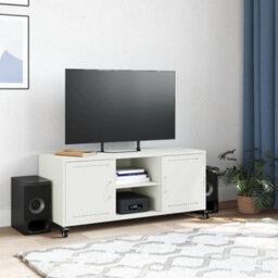 Berkfield Tv Cabinet White 100.5X39X43.5 Cm Steel - thumbnail 3