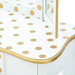Teamson Kids Dressing Table, Play Vanity Set With Mirror & Stool - White/gold/polka Dots - thumbnail 7