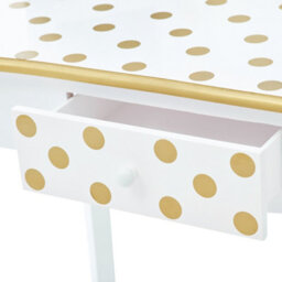 Teamson Kids Dressing Table, Play Vanity Set With Mirror & Stool - White/gold/polka Dots - thumbnail 6