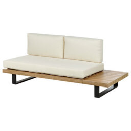 Beliani Garden Corner Sofa With Table 5 Seater Mykonos Right Hand Certified Acacia Wood Off-White - thumbnail 9