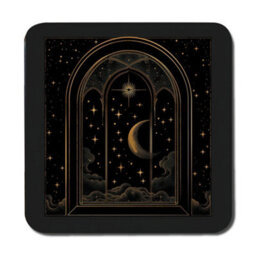 Benjamin Tate Design Gold Foil Celestial Placemat And Coaster Set Wood Base Limited Edition Designer Art - thumbnail 3