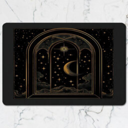 Benjamin Tate Design Gold Foil Celestial Placemat And Coaster Set Wood Base Limited Edition Designer Art - thumbnail 2