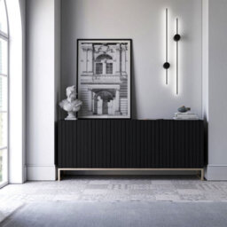 Heze Furniture Elpis Glamour Sideboard Tv Stand 168Cm Push-To-Open Cabinet - Black Matt / Golden Frame - thumbnail 2
