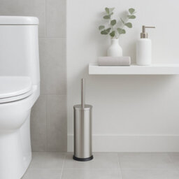 Harbour Housewares 2X Brushed Toilet Brushes With Holder - Round Brush With Non Slip Base Rust Resistant Toilet Cleaning Brush Set - thumbnail 6